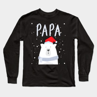 Mens Papa Bear Christmas Santa Hat Family Matching Long Sleeve T-Shirt